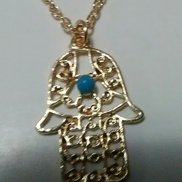 2 Brilliant Lady Hand Hamsa Gold Plated Necklaces - Picture 2 of 4